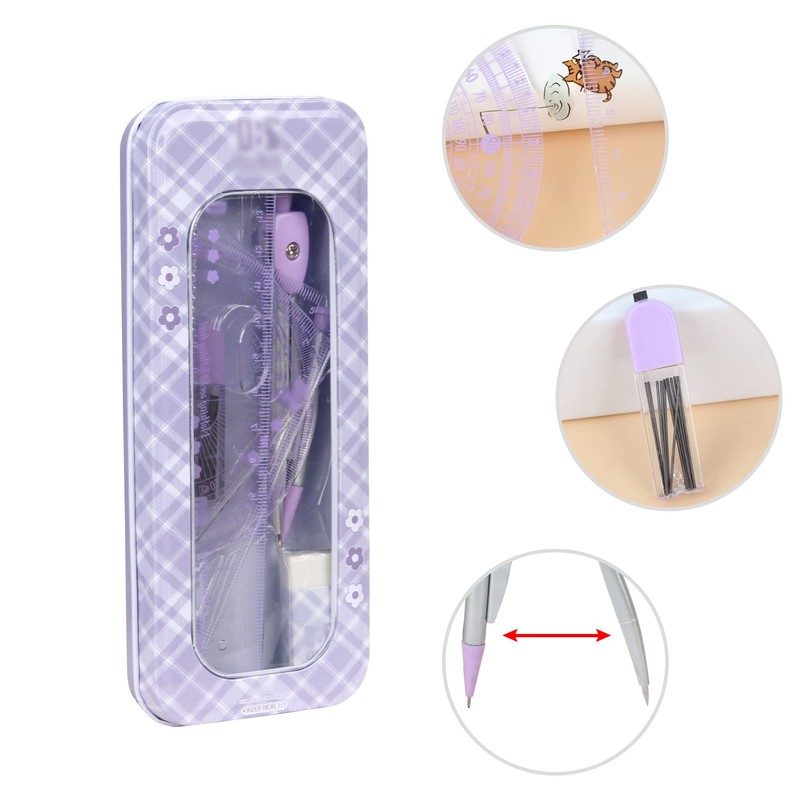 Danse Jupe 7 Pcs Math Geometry Kit Geometry Set with