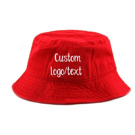 INK STITCH 1500 Adult Unisex Unisex Custom Design Your Own Stitching Bucket Hats - Red (S/M)