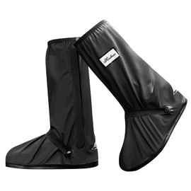 Yeswell Shoe Covers, Waterproof, Reusable, Foldable, Snow Rain Protection Shoes, Rain Shoe Cover with Zip and Reflector, Unisex Overshoes for Men and Women, Rainwear, black