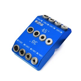 WEITARI Drill Guide Jig, 4 Bits for Straight and 30 45 90 Degree Angled Holes, 4 Sizes All Metal Jig for Stairs Handrail, Cable Railing, Deck, Wood Post and Lag Screw Blue