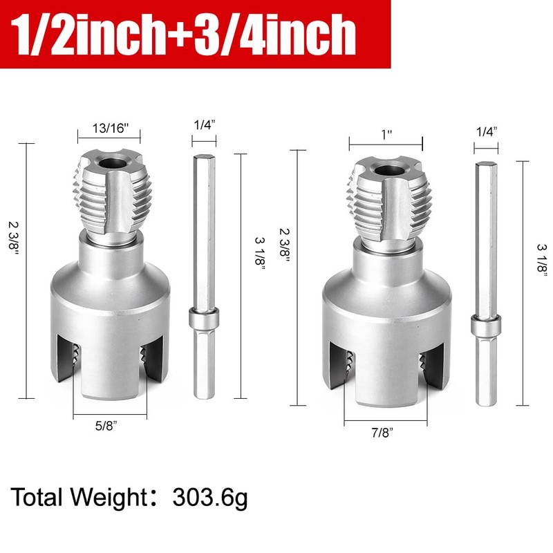 ACFAN Pipe Threading Tool for Internal & External Threads Dual