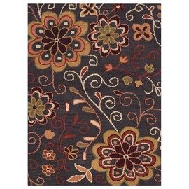 Rugsotic Carpets Hand Tufted Wool ECO-Friendly Area Rugs - 5'x8', Rectangle Shape, Charcoal, Floral Modern Design, High Pile Thick Handmade Anti Skid Area Rugs for Living Room, Bed Room (K00656)