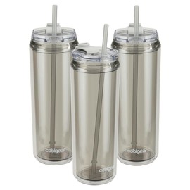 COOL GEAR 3-Pack 22 oz Modern Tumbler with Reusable Straw | Dishwasher Safe, Cup Holder Friendly, Spillproof, Double-Wall Insulated Travel Tumbler | Solid Cool Grey Pack