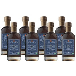 Crown Maple Blueberry Infused Certified Organic Maple Syrup, 8.5 Fl Oz, 8-Pack, Pancakes, Waffles, Cocktails, Marinades