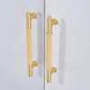 SALISENG-2 Pack Brushed Gold Cabinet Pulls,Solid Brass Dresser Drawer Handles,