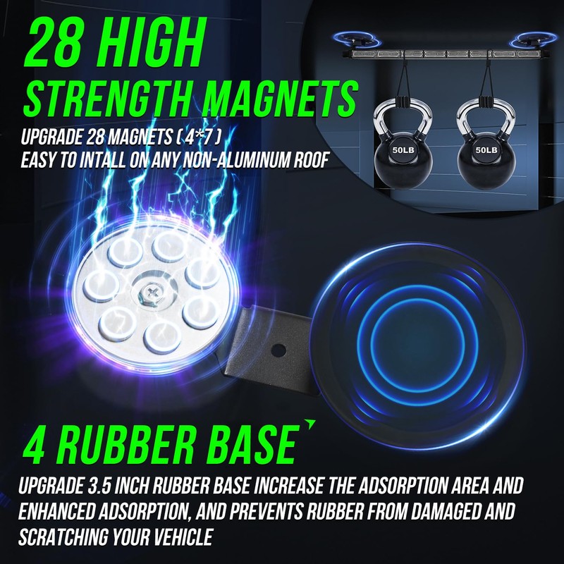34inch 166 LED Emergency Rooftop Strobe Lights Bar Flashing Safety