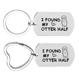 JK Home I FOUND MY OTTER HALF Keychain Matching Couples Keychains Jewellery for Husband Wife Gifts Girlfriend Boyfriend Gifts Couple Keyrings for Men Women Heart-Ring