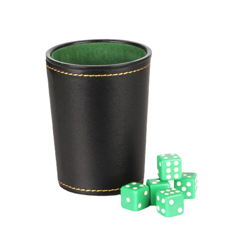 5Pcs PU Leather Dice Cup Set with 20 Dot Dices