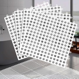 12Pack 12" x 12" Interlocking Rubber Floor Tiles Non-Slip Pool Mat Splicing Shower Mat Outdoor Cushion Mat for Bathroom, Deck, Drain, Pool, Patio, Balcony, Kennel, White