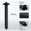 Matte Black Shower Arm with Flange 12 Inch Replacement Extension