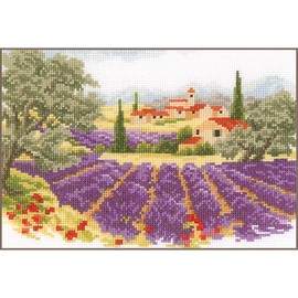 Vervaco Counted Cross Stitch Kit Complete Kit Lavender Landscape Embroidery Leisure Creative Home Decoration Gift DIY 10.24 x 7.15 Inches Counted Cross Stitch Embroidery