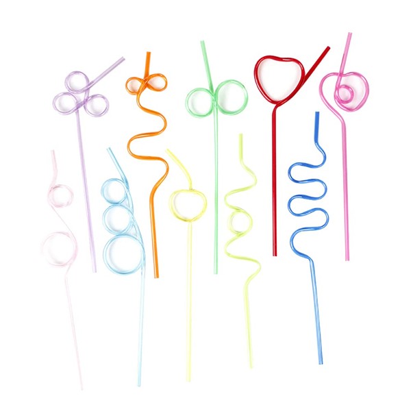 JIHUOO 20 Pcs Silly Drinking Straws Crazy Drink Straws Colorful
