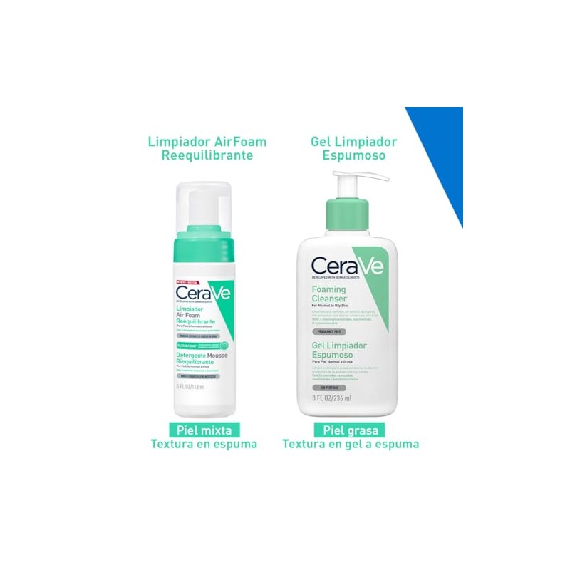 CeraVe Limpiador Air Foam Reequilibrante 148ml | Espuma limpiadora para