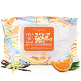 Pacifica Belleza - Toallitas desmaquillantes brillantes - Ácido glicólico, agua de coco, infusión de aloe - Limpieza diaria + exfoliante - Cuidado limpio de la piel - Toallas faciales de fibra vegetal - Veganas
