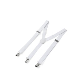 Komonee White Braces Suspenders Adjustable Unisex Trouser Shirt Pull Up Clothing Accessory Y Back Shaped For Casual Or Workwear Comfortable With Metal Clips For Men & Women