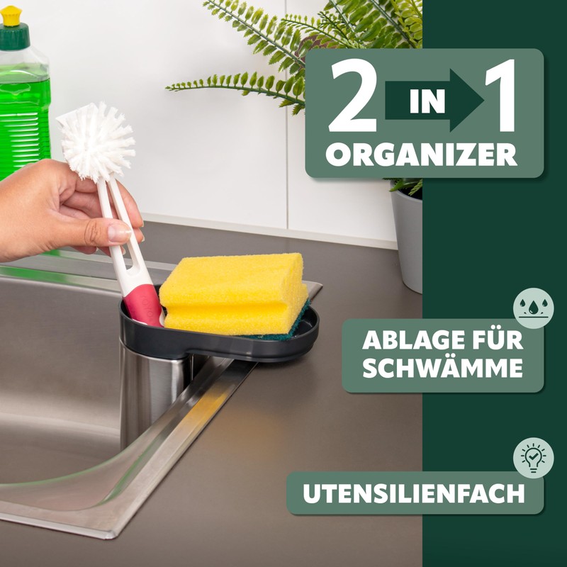 bremermann Stainless Steel Sink Organizer with Sponge Holder and Dish
