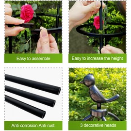 Tower Obelisk Garden Trellis for Climbing Plant,48inch Rustproof Fiberglass Potted Plant Support for Indoor Outdoor Vegetable Fruits Climbing Vines Flowers Stands Comes with 20 Ties