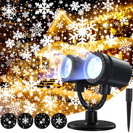 Snowflake Projector Lights Outdoor, Upgrade 2.0 HD Dynamic Christmas Projector Lights Outdoor, IP65 Waterproof Snow Projection Light for Xmas, Holiday, Wedding, Party, Home, Garden Landscape
