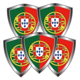 Calcomanía de bandera de Portugal, vinilo reflectante con forma de escudo de banderas portuguesas, calcomanías de vinilo para coche, parachoques de ventana, portátil, impermeable, 5 unidades