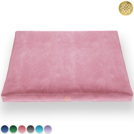 Mindful Modern Velvet Zabuton Meditation Mat - Luxurious Meditation Cushion Pillow with 100% Cotton Filling - Enjoy Better Posture and Greater Comfort for Zafu or Bench (Blush Pink)