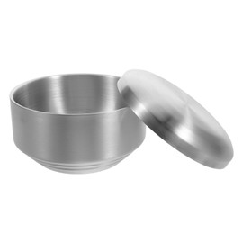 Fomiyes Cuenco de Afeitado de Acero Inoxidable 5.31In con Tapa Doble Capa Taza Compacta para Jabón de Afeitar y Espuma Ideal para Afeitado Diario y Vi