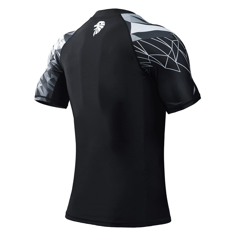 HUGE SPORTS Men's Splice Sun Protection Rash Guard Short Sleeves(Lion,S)