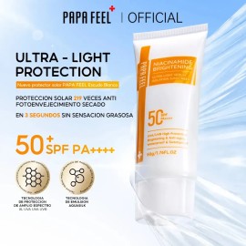 PAPA FEEL Protector Solar Fps50 PA++++ Con centella, Niacinamida, glutathione, Express Aclara,apto Para Pieles Sensibles,Protector Solar Piel Grasa 30