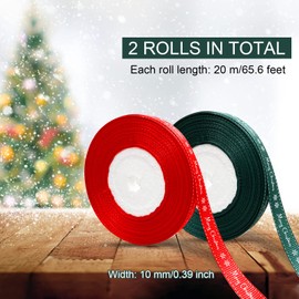 CNMTCCO 2 Rolls 43 Yard Merry Christmas Ribbon Grosgrain Wrapping Rope Merry Christmas Ribbon with Snowflake Pattern for Christmas Favor Party DIY Crafts Package Decor