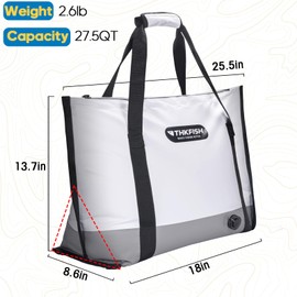 THKFISH Insulated Fish Cooler Bag, Fish Kill Bag for Caught Fish, 40x16in 25x17.5in Portable Waterproof Insulated Fish Bag Keeps Ice for 24 Hours