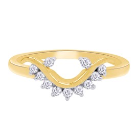AFFY 0.34 Carat Round White Cubic Zirconia One Side Enhancer Guard Ring 14K Yellow Gold Over Sterling Silver Ring Size-8.5