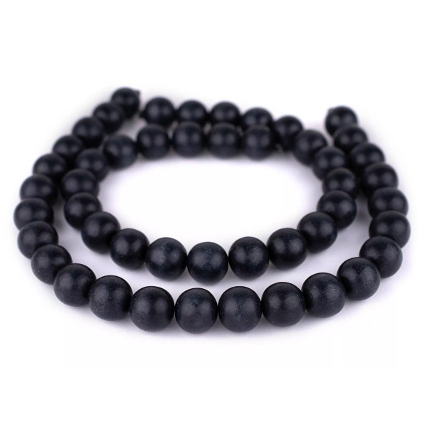 The Bead Chest Charcoal Round Natural Wood Beads 18mm Grey