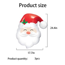 HADCKJA Santa Claus Balloons Christmas Balloons Santa Claus Head Foil Balloons for Christmas-Themed Party Birthday Party Supplies Decorations Party Decorations Balloons Party Sets-3pcs