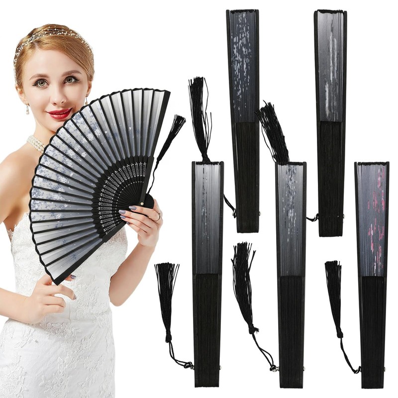 5 Pack Hand Fan Folding, Chinese Fan, Bamboo Handheld Fans