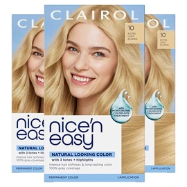 Clairol Nice 'n Easy Permanent Hair Color, 10 Extra Light Blonde, 3 Count