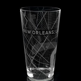 NEW ORLEANS LOUISIANA Engraved City Street Map Beer Pint Glass | Perfect Drinking Gift Idea & Unique Decor!