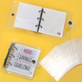 Jetec 1 Pcs 1000 Money Saving Challenge with 25 Binder Mini Savings Challenge Book with Envelopes Budget Saving Cash for Budgeting Planner Kid Student Christmas School Class Prize Gift (Black)