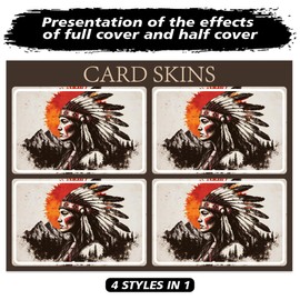 Peacoblue Bank Card Sticker Indians Feather Crest Credit Debit Card Custom Skin Cover Protector, 4 Styles Scratch-Proof Attractive Decal for Most Popular EBT Transportation Key Card
