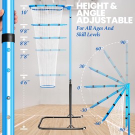 Volleyball Setter Training Net，Height & Angle Adjustable Volley Ball Training Equipment with Steel Frame，Stable Base for Indoor and Outdoor，Volleyball Spike Trainer for Setting,Serving,Spiking