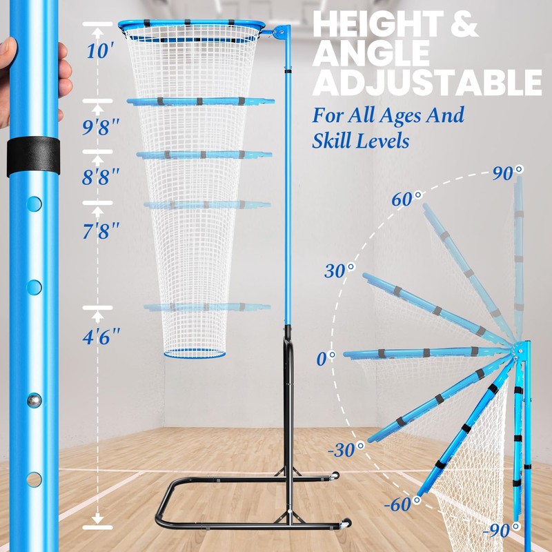 Volleyball Setter Training Net，Height & Angle Adjustable Volley Ball Training