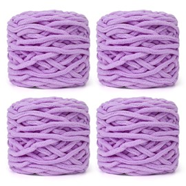 Reessy - Hilo de chenilla súper voluminoso para ganchillo, paquete de 4 madejas de 100 g/3.35 oz, 100% poliéster, CYC #6, peso supervoluminoso, hilo mate difuso para bolsas, alfombras, decoración
