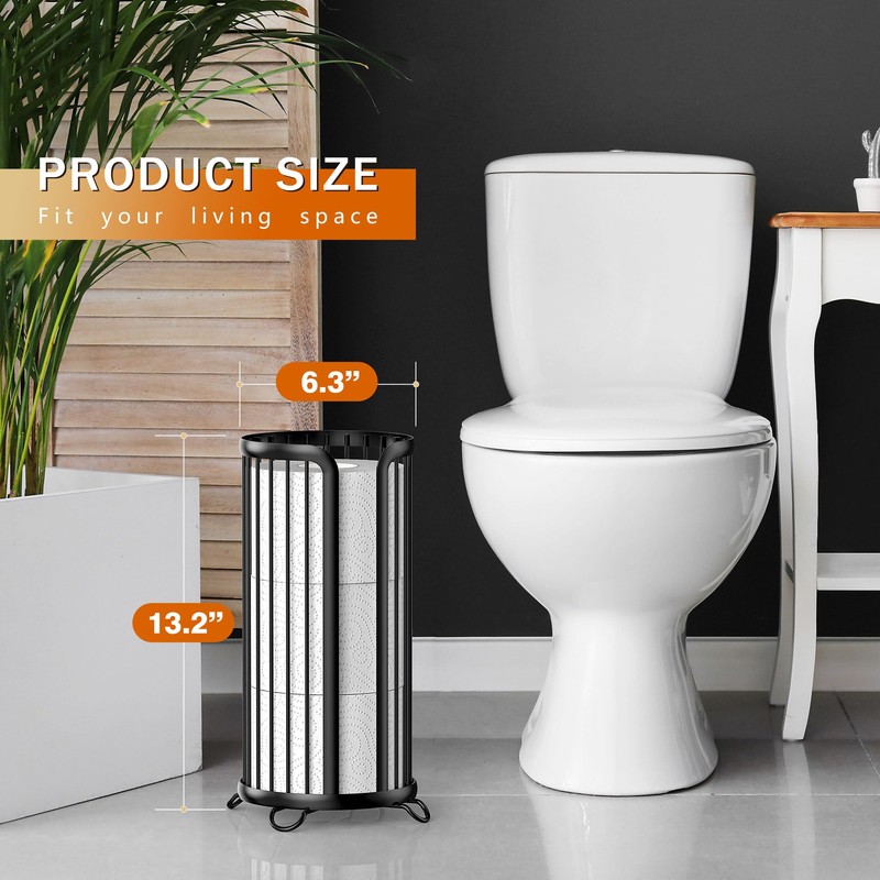 Bunoxea Toilet Paper Holder Stand, Freestanding Toilet Tissue Organizer, Minimalistic