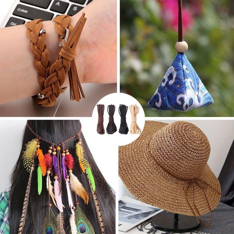 Vaniika Leather Cord, 4 Pcs 5 m x 3 mm