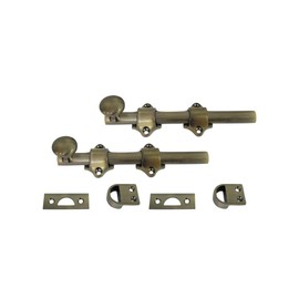 QCAA QCAA Dutch Door Bolt, Solid Brass, 8", Brushed Antique Brass, 2 Pack, Made in Taiwan