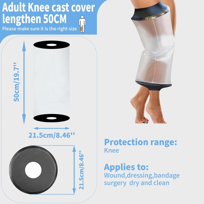 KEEFITT Knee Cast Cover for Shower, Waterproof Bandage and Cast