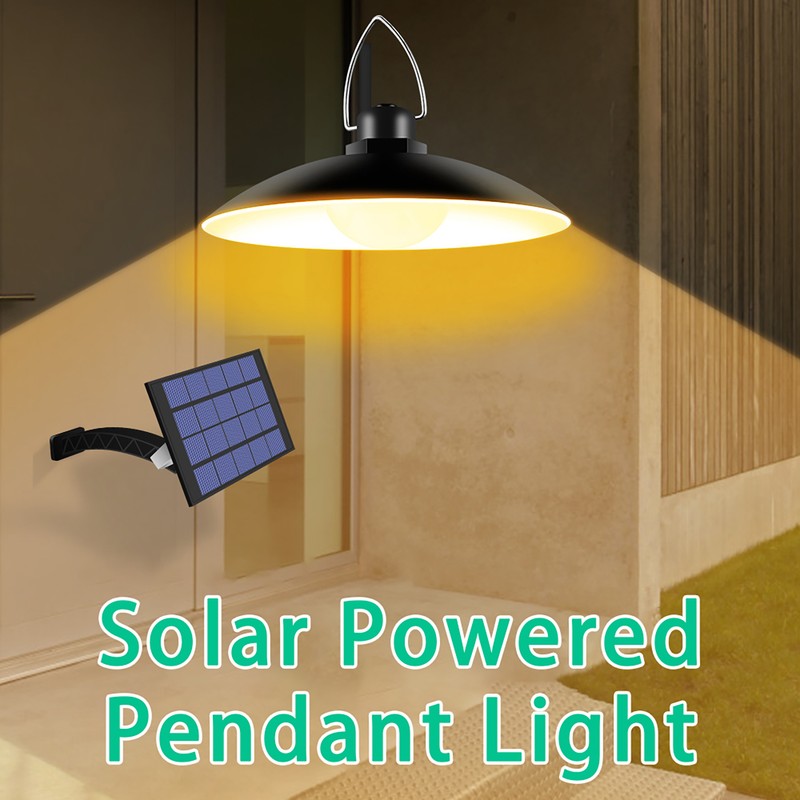 Solar Powered Pendants Light with Adjustable Panel Auto ON/OFF Lighting
