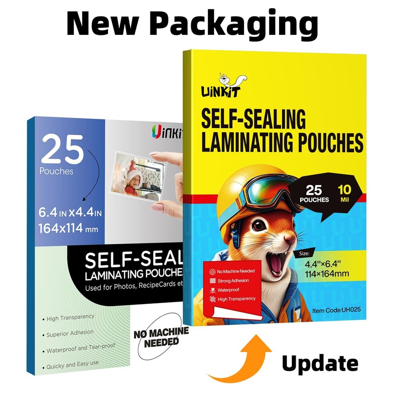 Uinkit 10mil Thicker Self Sealing Photo Laminating Pouches 4 x