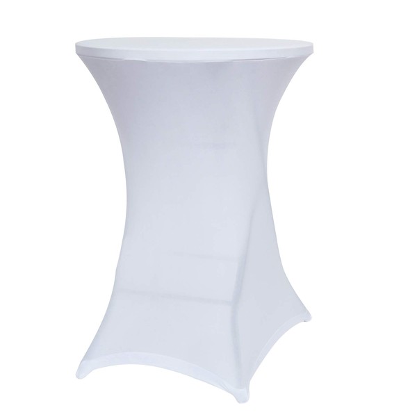 Obstal Cocktail Table Covers Stretch Spandex White Cocktail Table Cover Cloth for Wedding, Banquet and Party (30"-32" Diameter x 42" Height,1Pc)