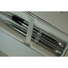 Cross Executive Companion Bailey,Polished Chrome with Cross Signature Diamond Cut Multi-grooved Center Ring Medium Selectip Rollerball Pen & 0.7mm Pencil Set. A Great Gift for Any Occasion.