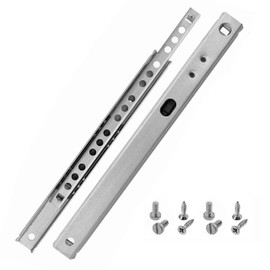 HELPMATE Groove Drawer Runners 17 mm Length 182 mm 1 Pair Set of 2 Ball Extension Drawer Runners Rail System Drawer Guide Partial Extension Steel Galvanised Silver Includes Mounting Material