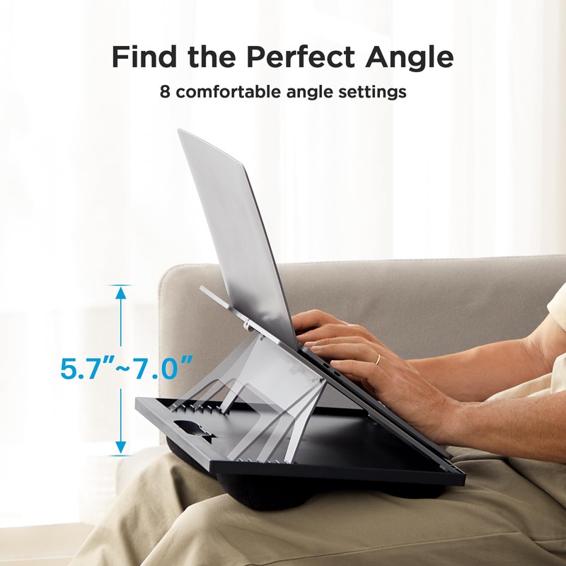 Adjustable Laptop Stand with 8 Angles - Dual Cushion Desk